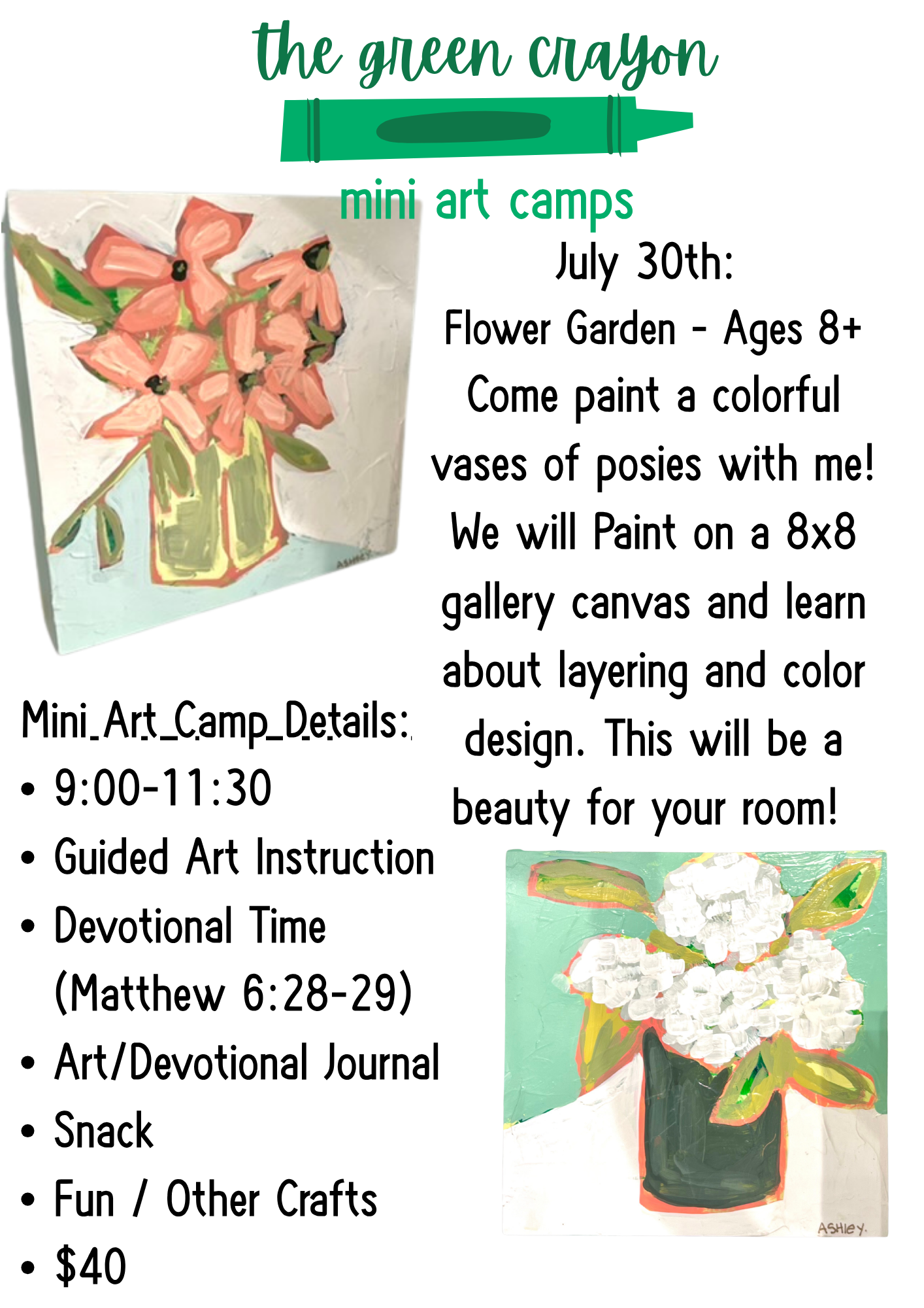 Flower Garden - Mini Art Camp 7/30