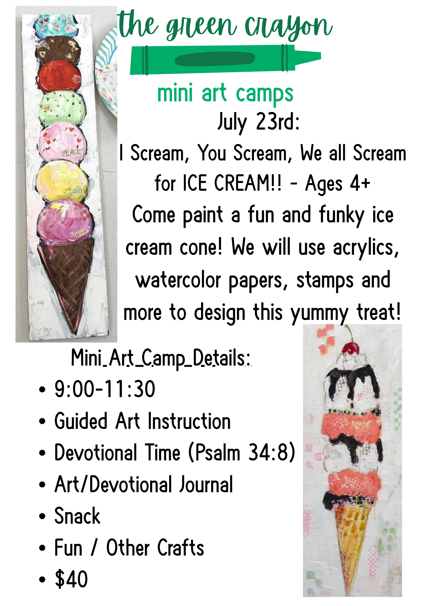 Ice Cream - Mini Art Camp 7/23