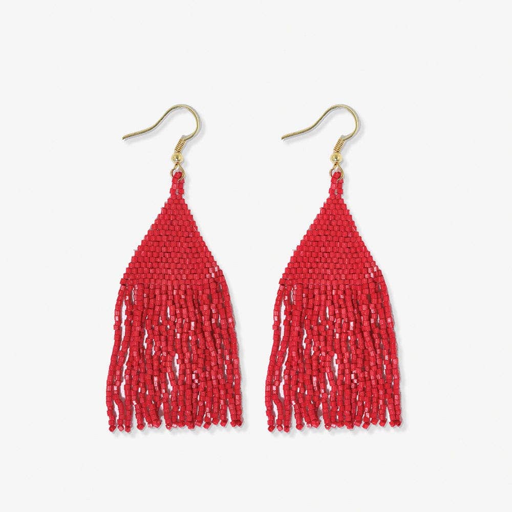 Lexie Beaded Fringe Earrings: Scarlet