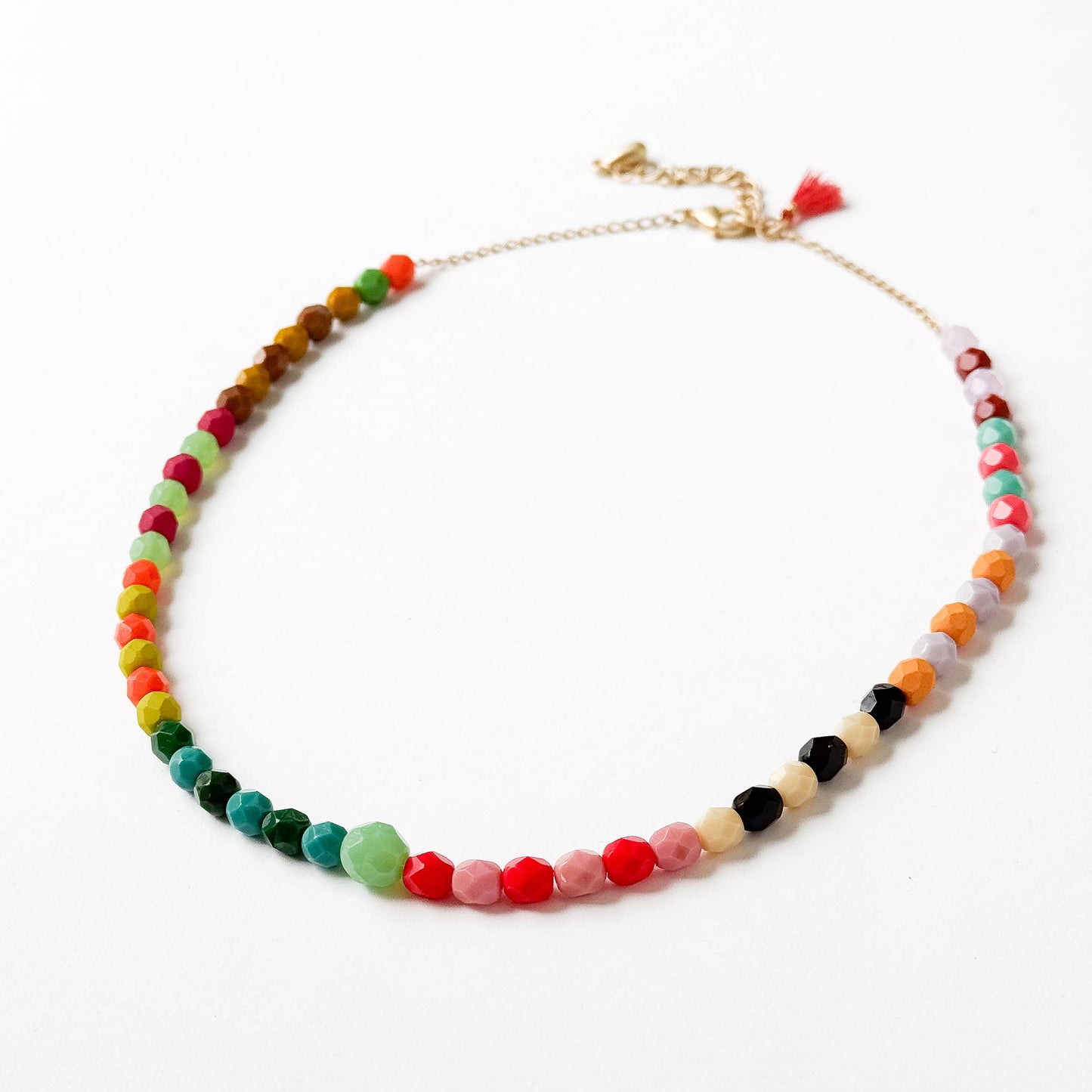 Handmade Czech Glass Bead Tassel Necklace