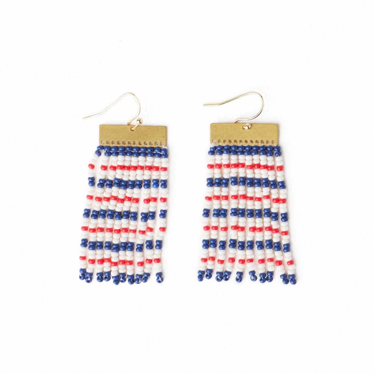 Scout Beaded Fringe Earrings: Red + Navy