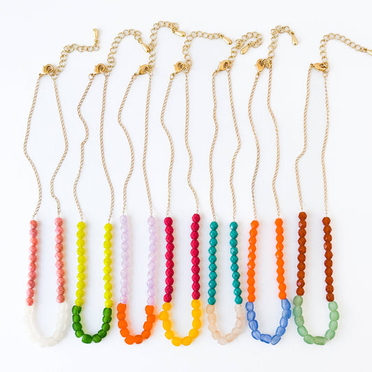 Recycled African Glass And Mixed Bead Necklace: Pink