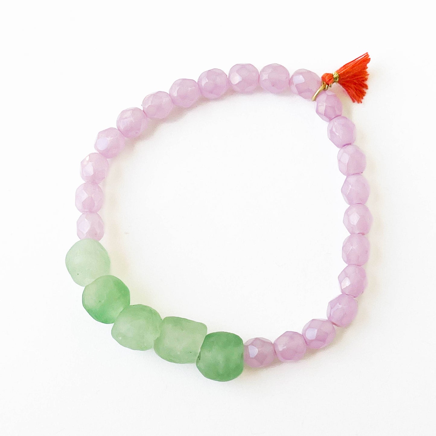 Recycled African Glass And Mixed Bead Bracelet: Lilac