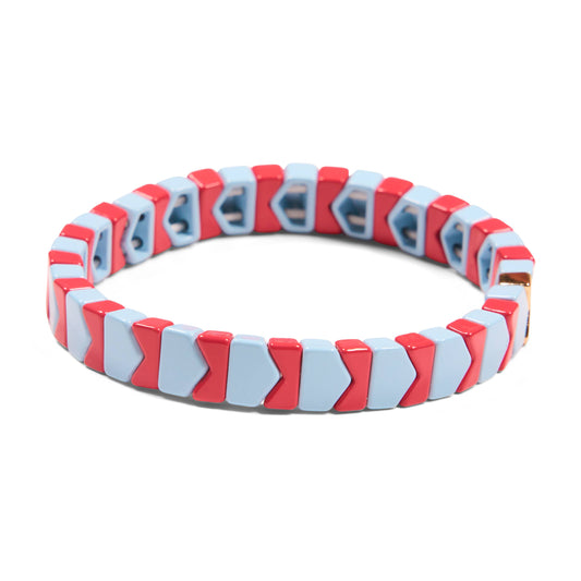 Going My Way Tile Bracelet: BlueGray/Red