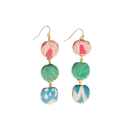 Kantha Pastille Trio Earrings : One of a Kind Color