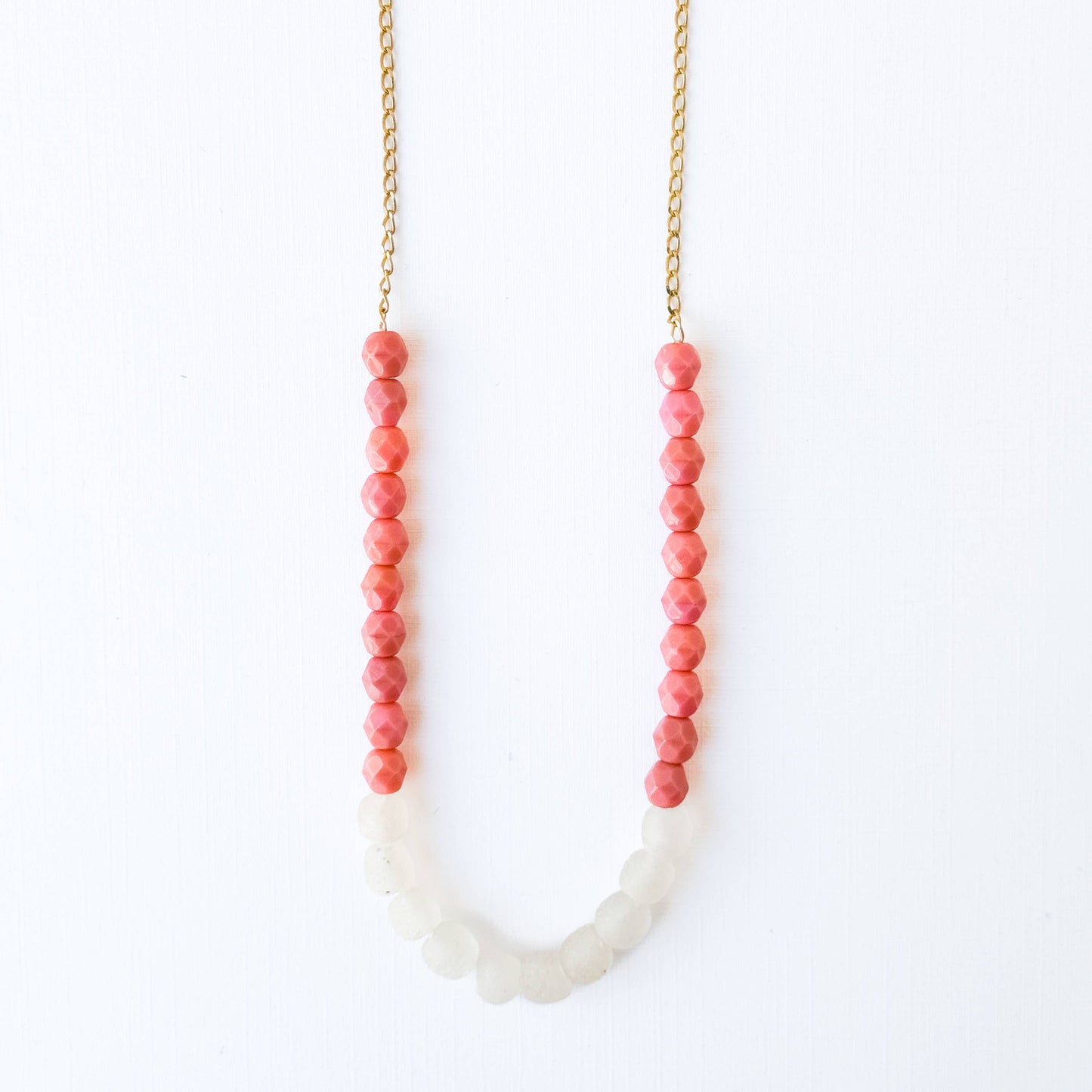 Recycled African Glass And Mixed Bead Necklace: Pink