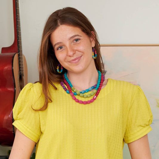 Kantha Couplet Necklace | Teal/Celery