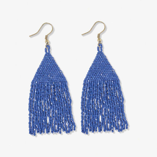 Lexie Beaded Fringe Earrings: Lapis
