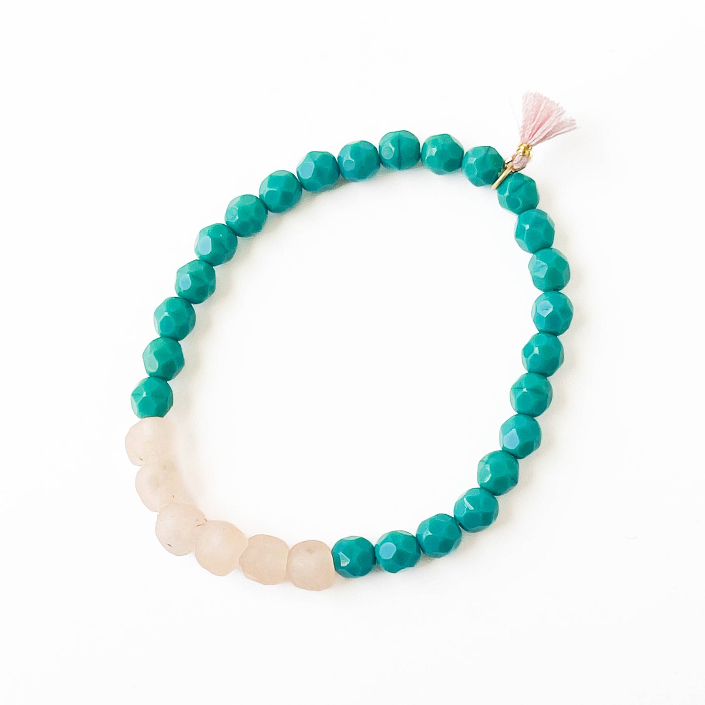 Recycled African Glass And Mixed Bead Bracelet: Turquoise