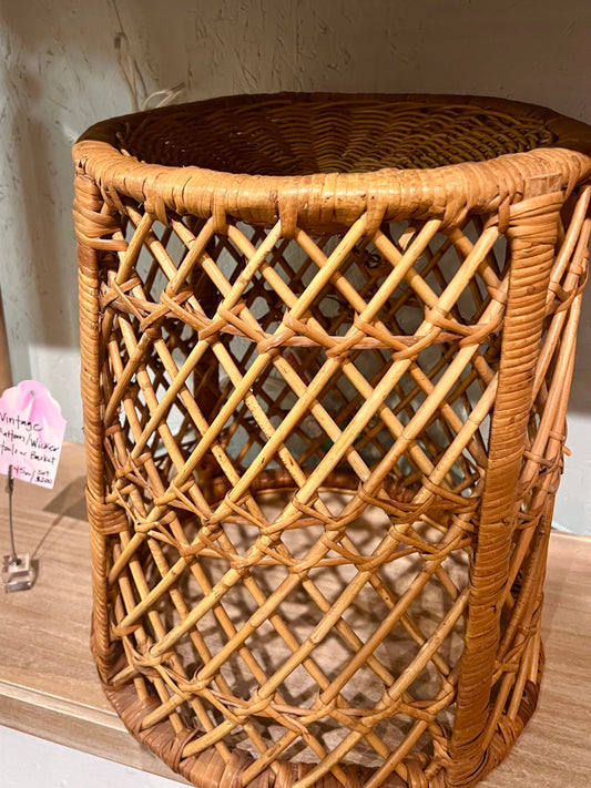 Vintage Rattan Pedestal Stools