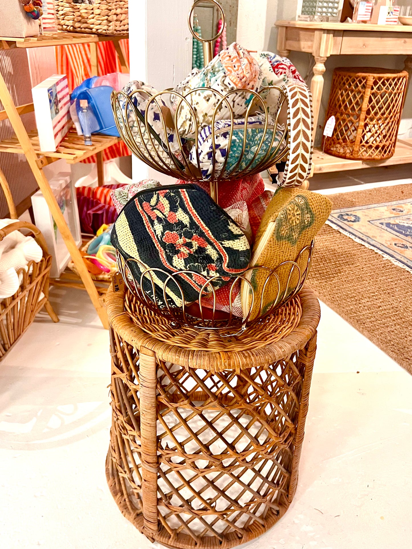 Vintage Rattan Pedestal Stools