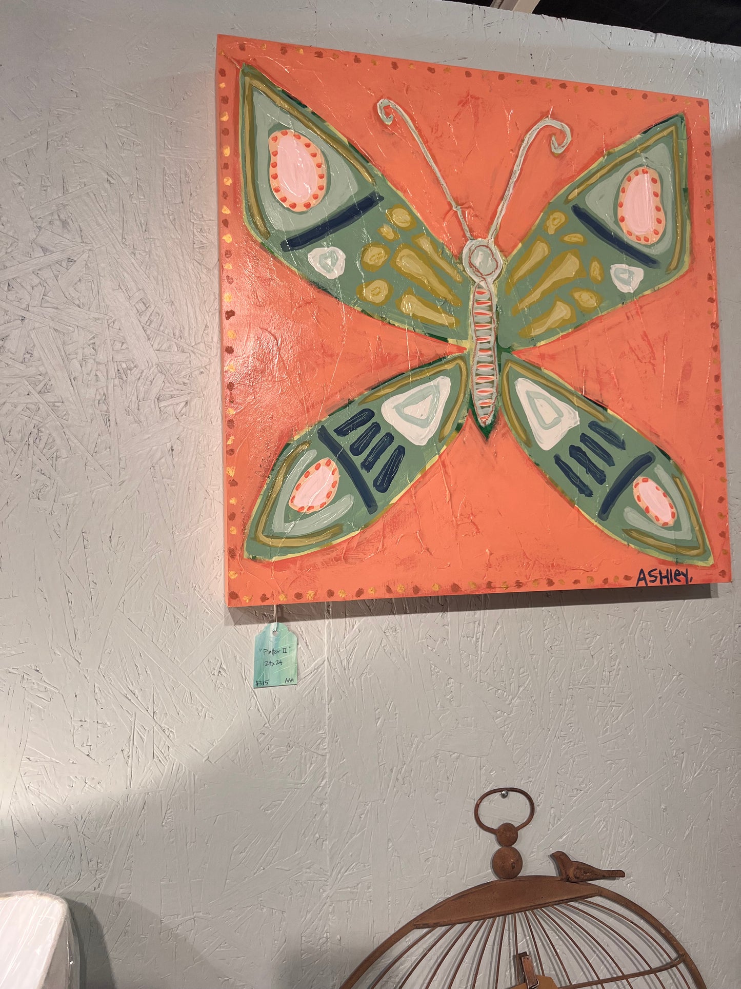 Flutter II - Butterfly Art with Coral Background
