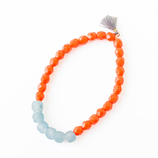 Recycled African Glass And Mixed Bead Bracelet: Orange