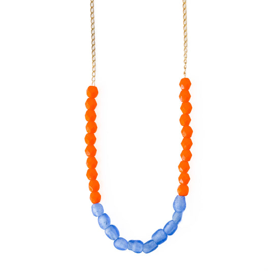 Recycled African Glass And Mixed Bead Necklace: Orange