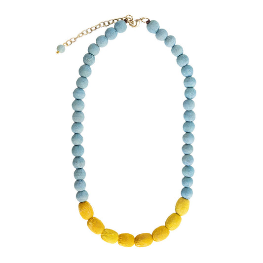 Kantha Couplet Necklace | Ocean/Mustard